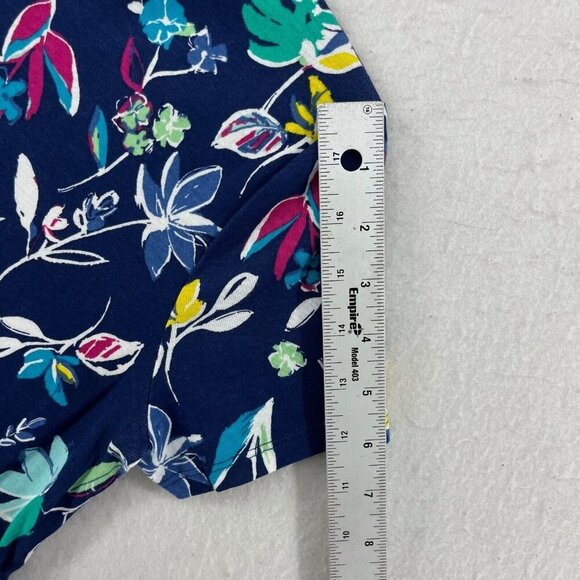Croft And Barrow Shirt Womens PXS Navy Blue Floral The Classic Tee Short Sleeve - Picture 4 of 12